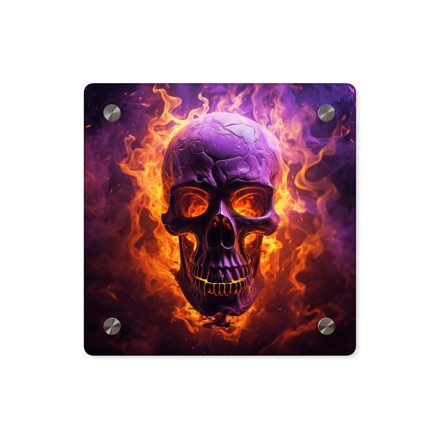 Acrylic Wall Art Panels Skull Flames 3