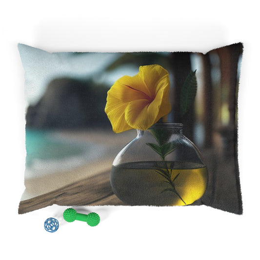 Pet Bed Yellow Hibiscus Wood 3
