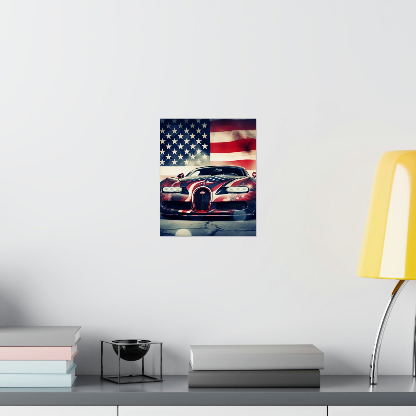 Premium Matte Vertical Posters Abstract American Flag Background Bugatti 1