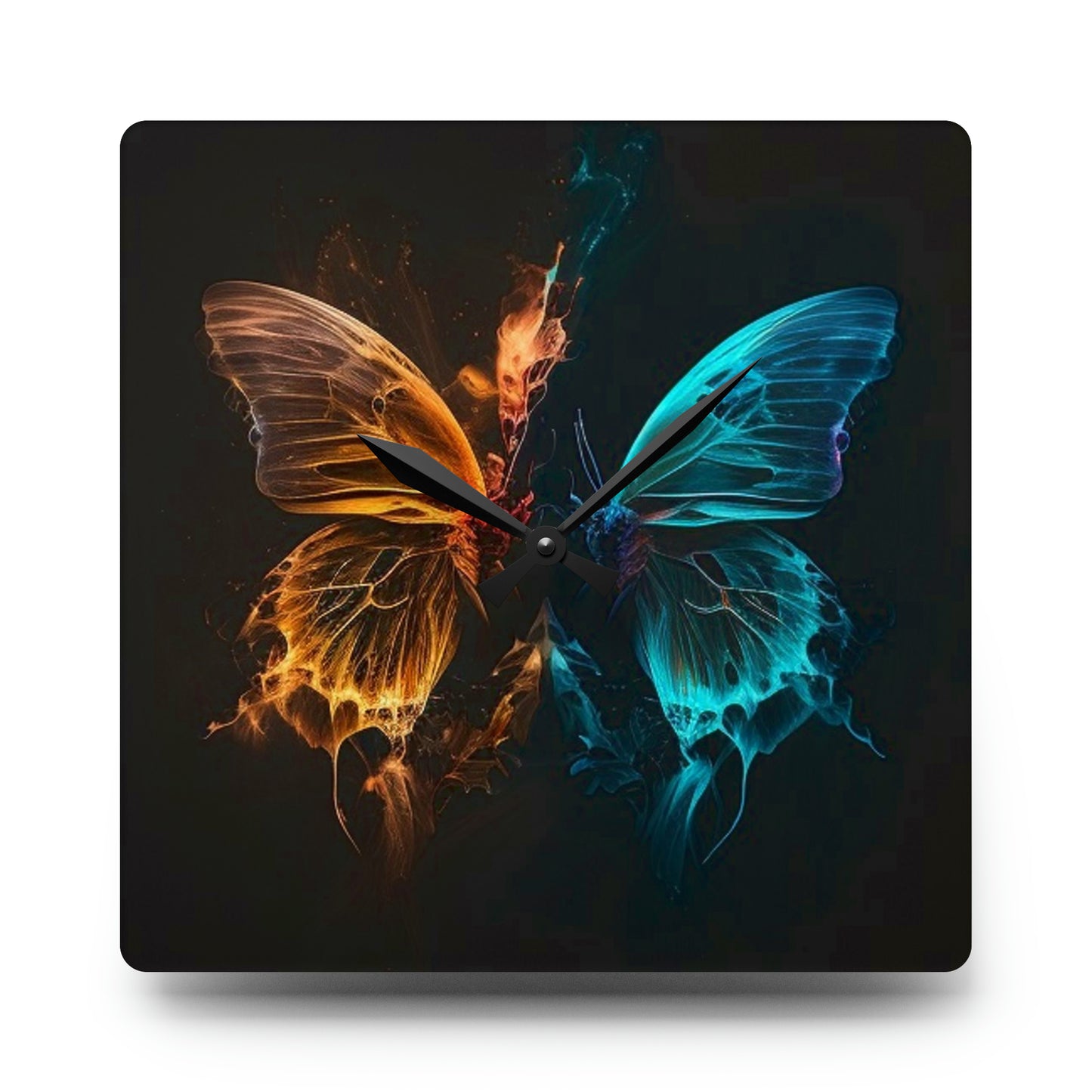 Acrylic Wall Clock Neon Glo Butterfly 4