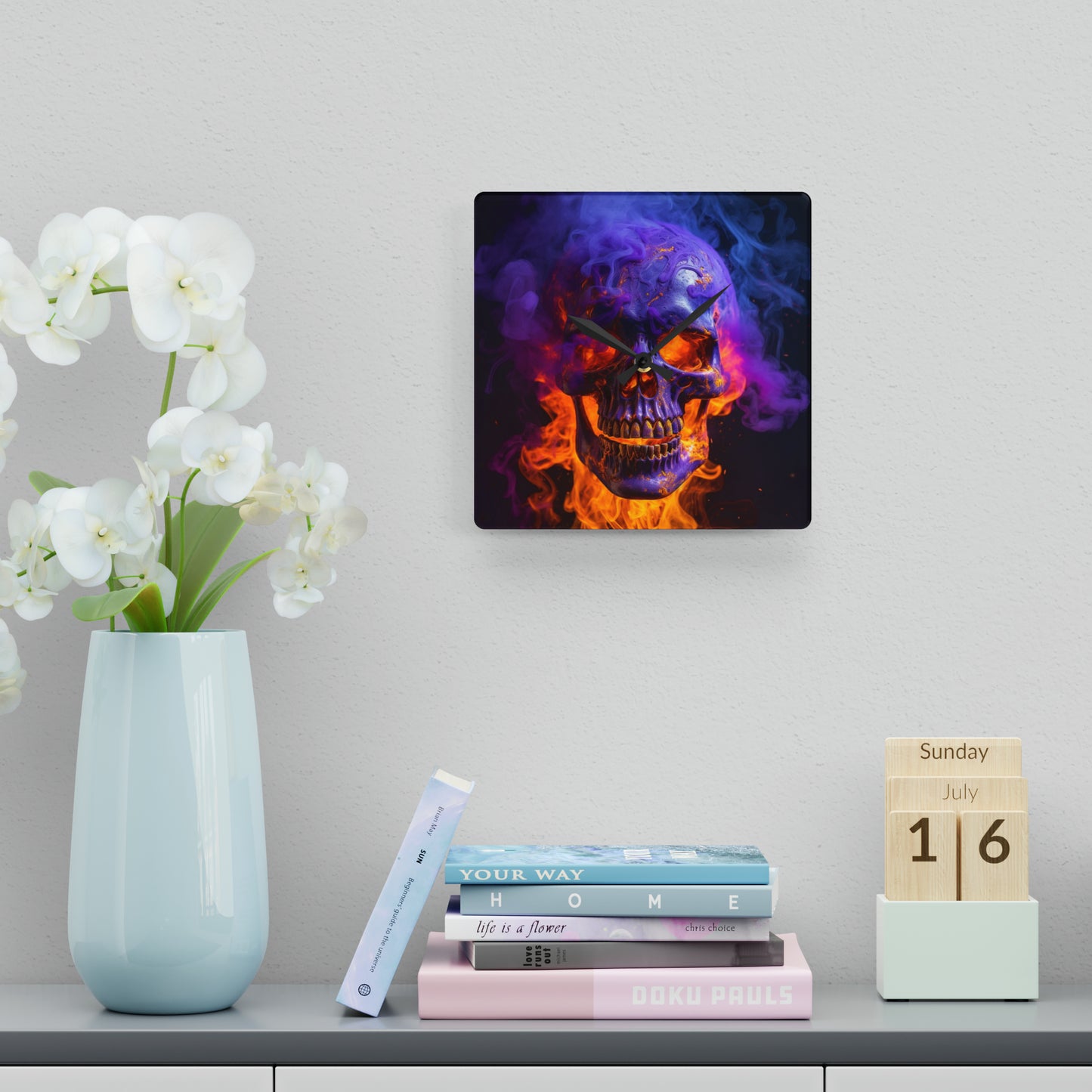 Acrylic Wall Clock Macro Skull 1