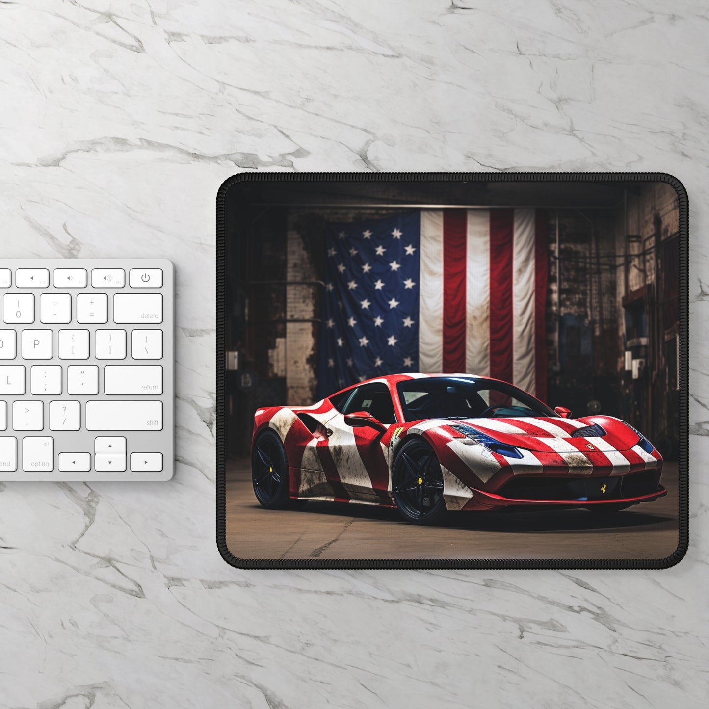 Gaming Mouse Pad  American Flag Farrari 2