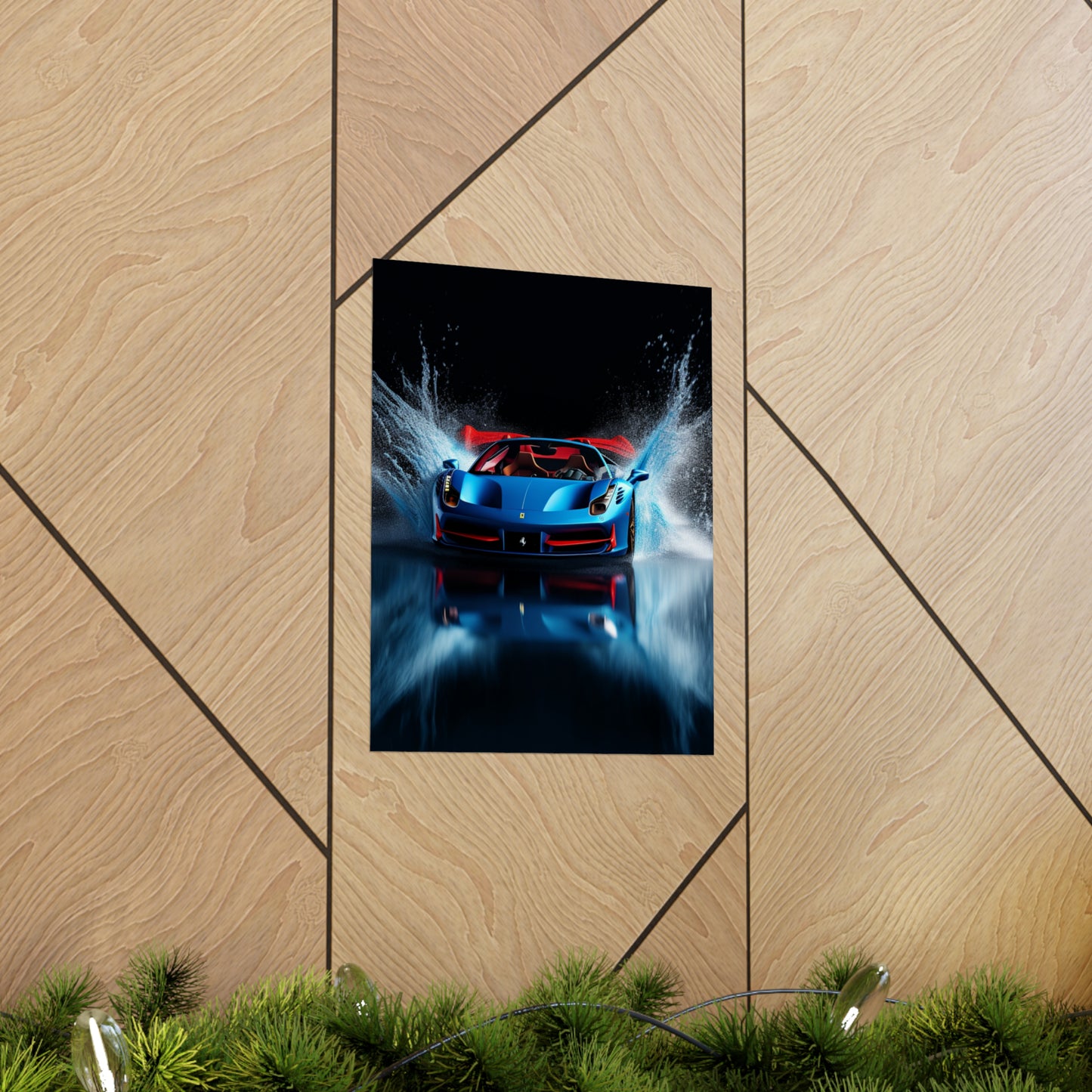 Premium Matte Vertical Posters Ferrari Water Splash 1