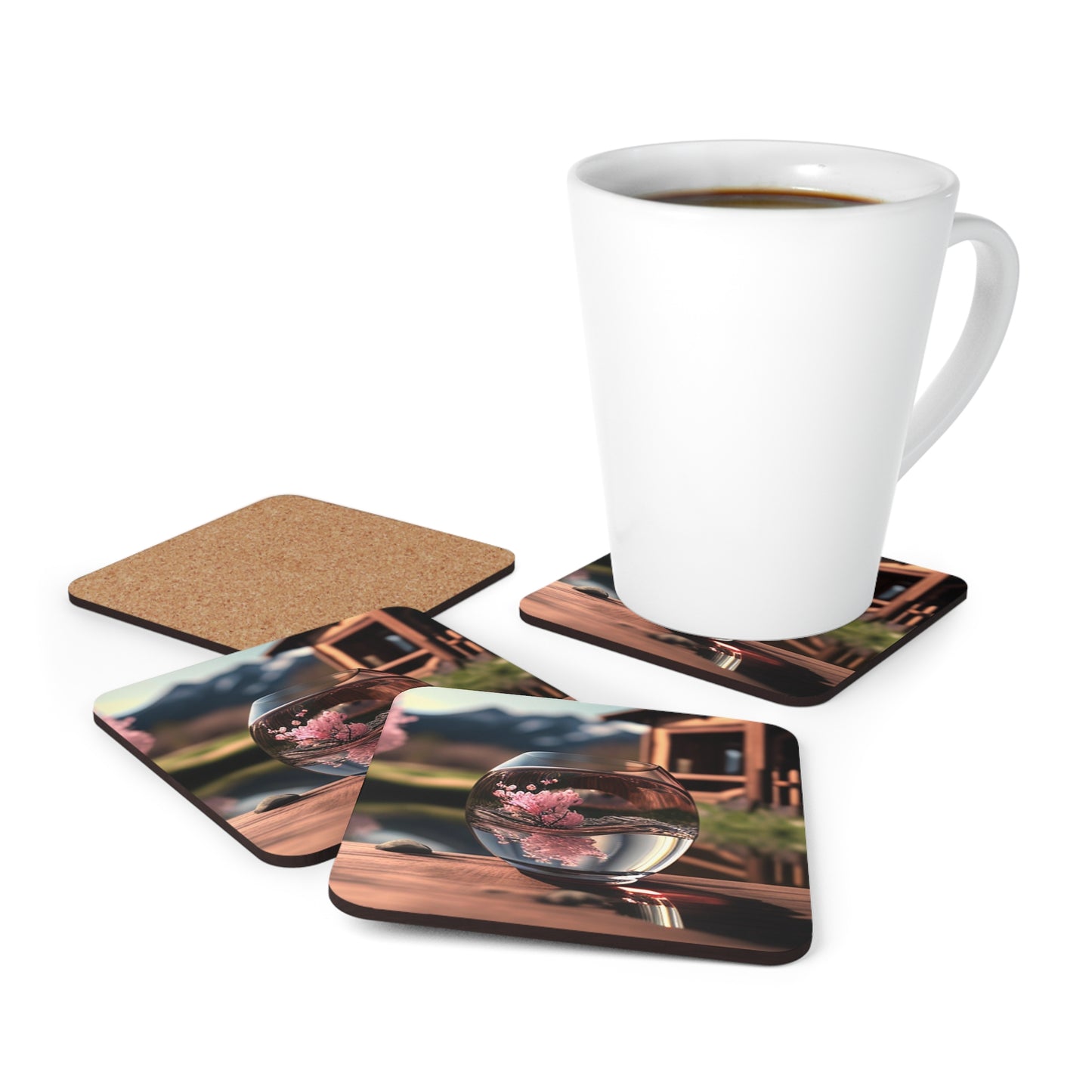 Corkwood Coaster Set Cherry Blossom 4