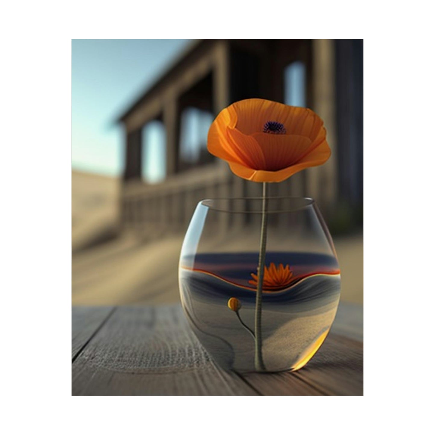 Premium Matte Vertical Posters Poppy in a Glass Vase 4