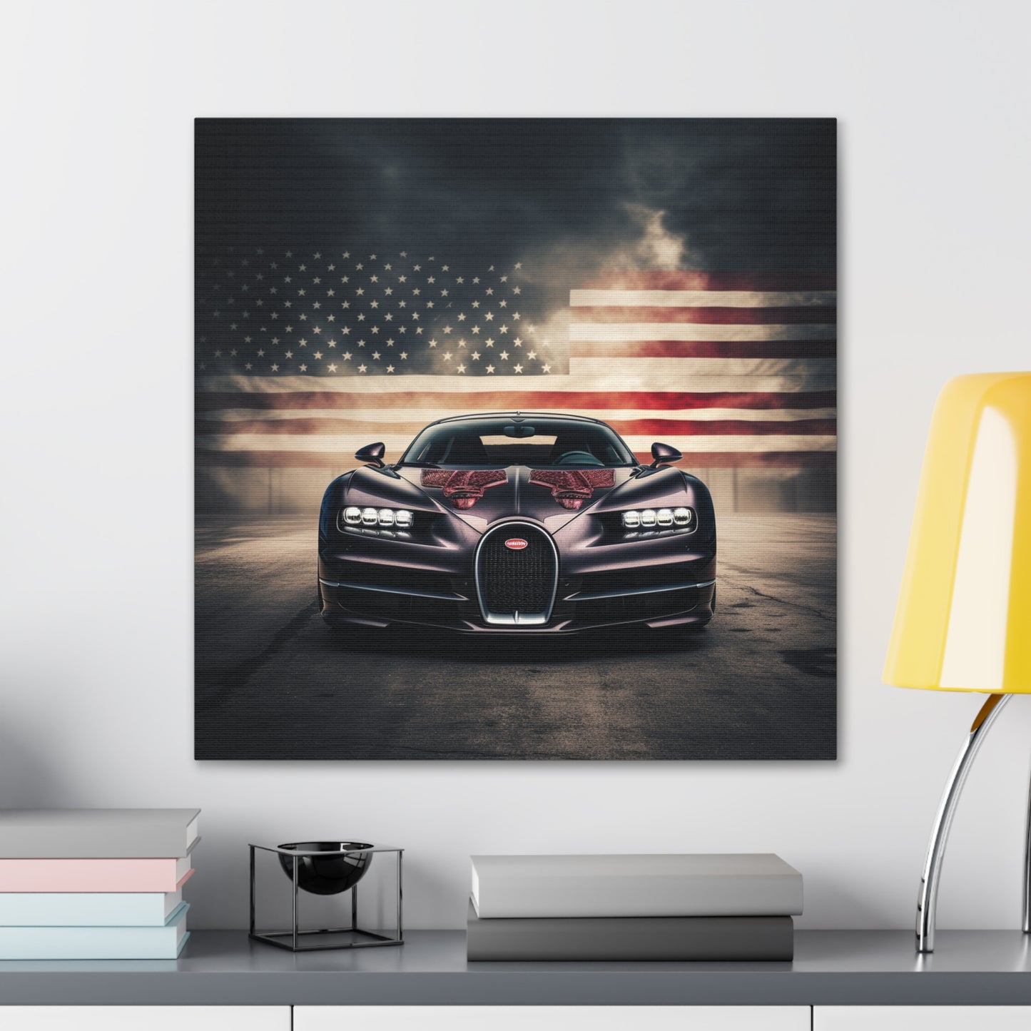 Canvas Gallery Wraps American Flag Background Bugatti 2