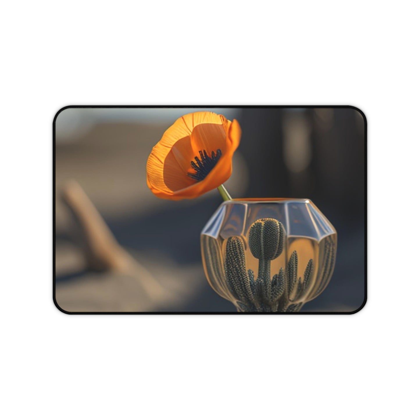 Desk Mat Orange Poppy in a Vase 2