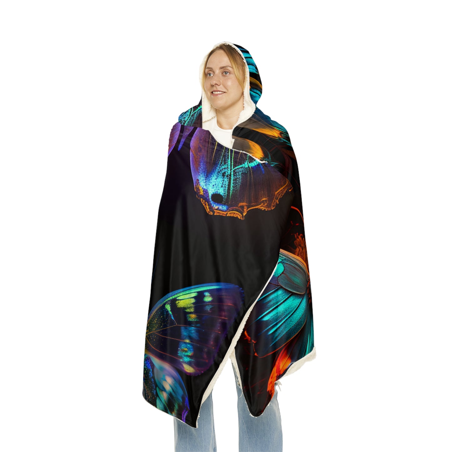 Snuggle Hooded Blanket Neon Butterfly Flair 5