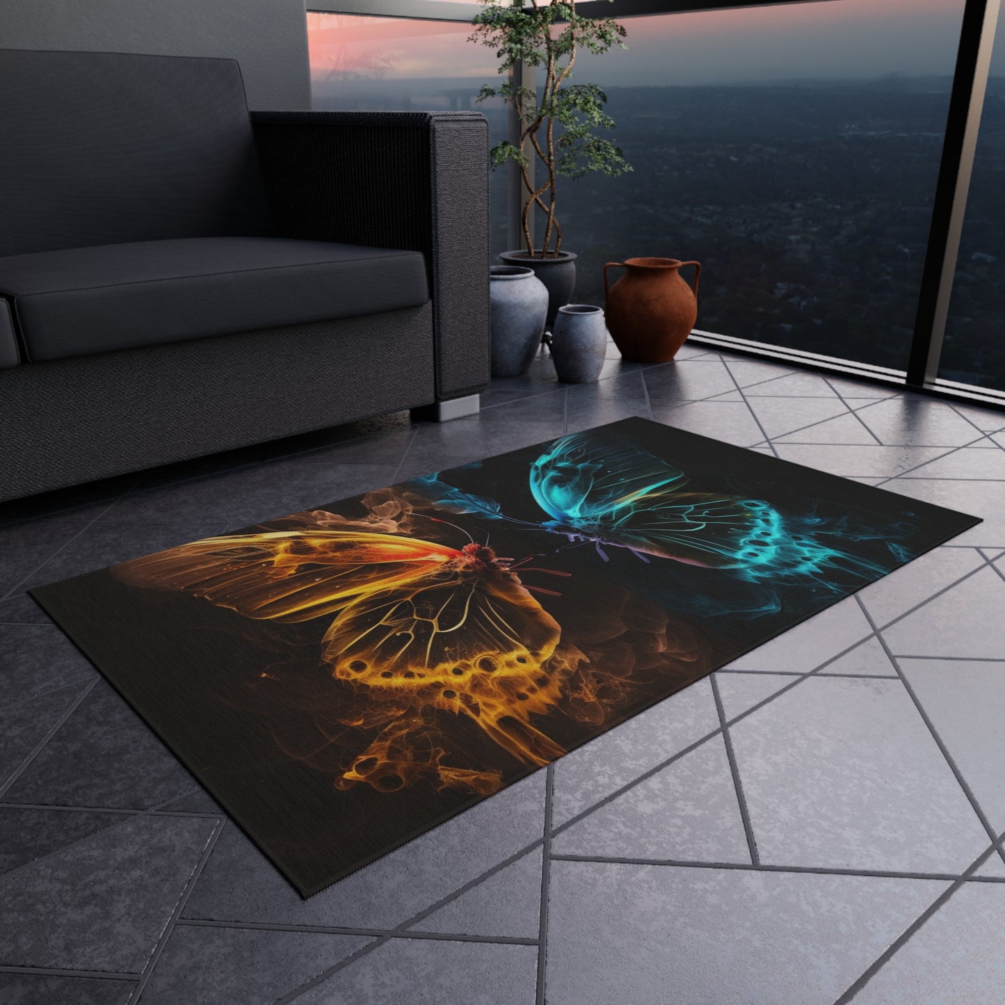 Outdoor Rug  Kiss Neon Butterfly 8