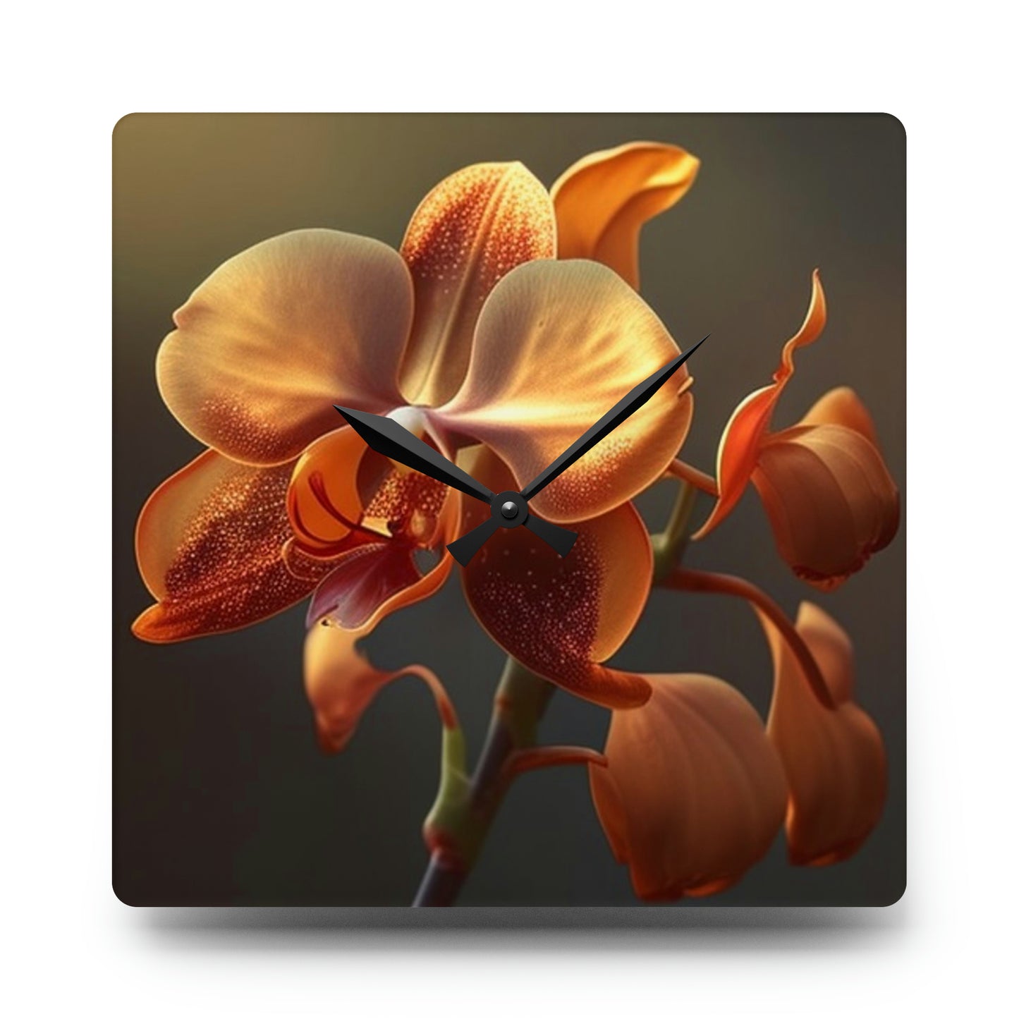 Acrylic Wall Clock Orange Orchid 1