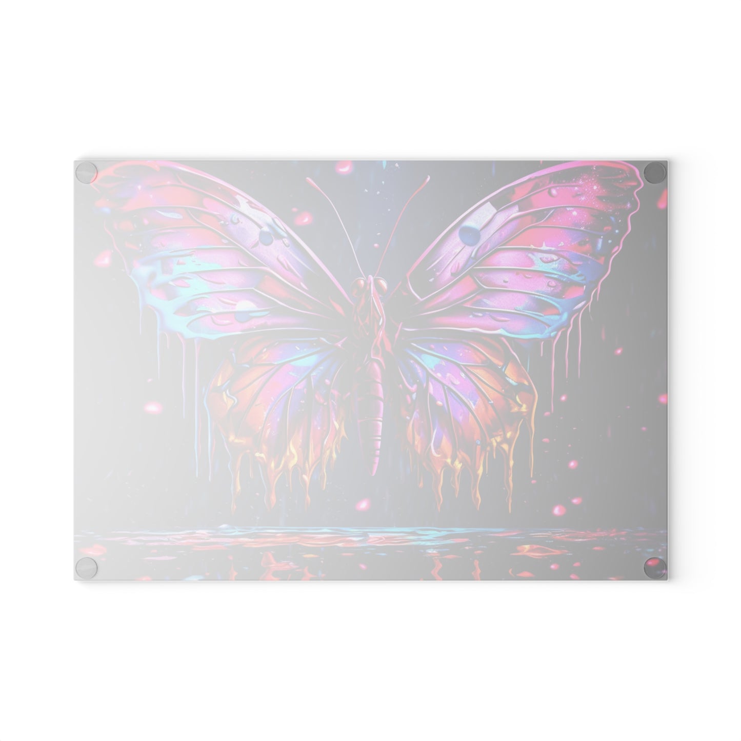 Glass Cutting Board Pink Butterfly Flair 2