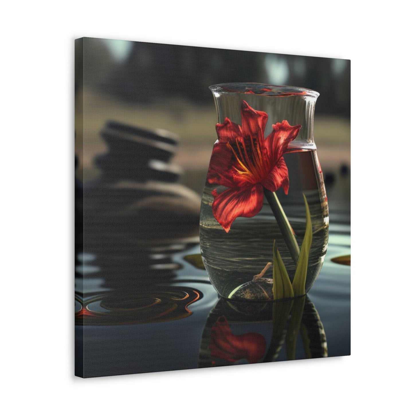 Canvas Gallery Wraps Red Lily in a Glass vase 4