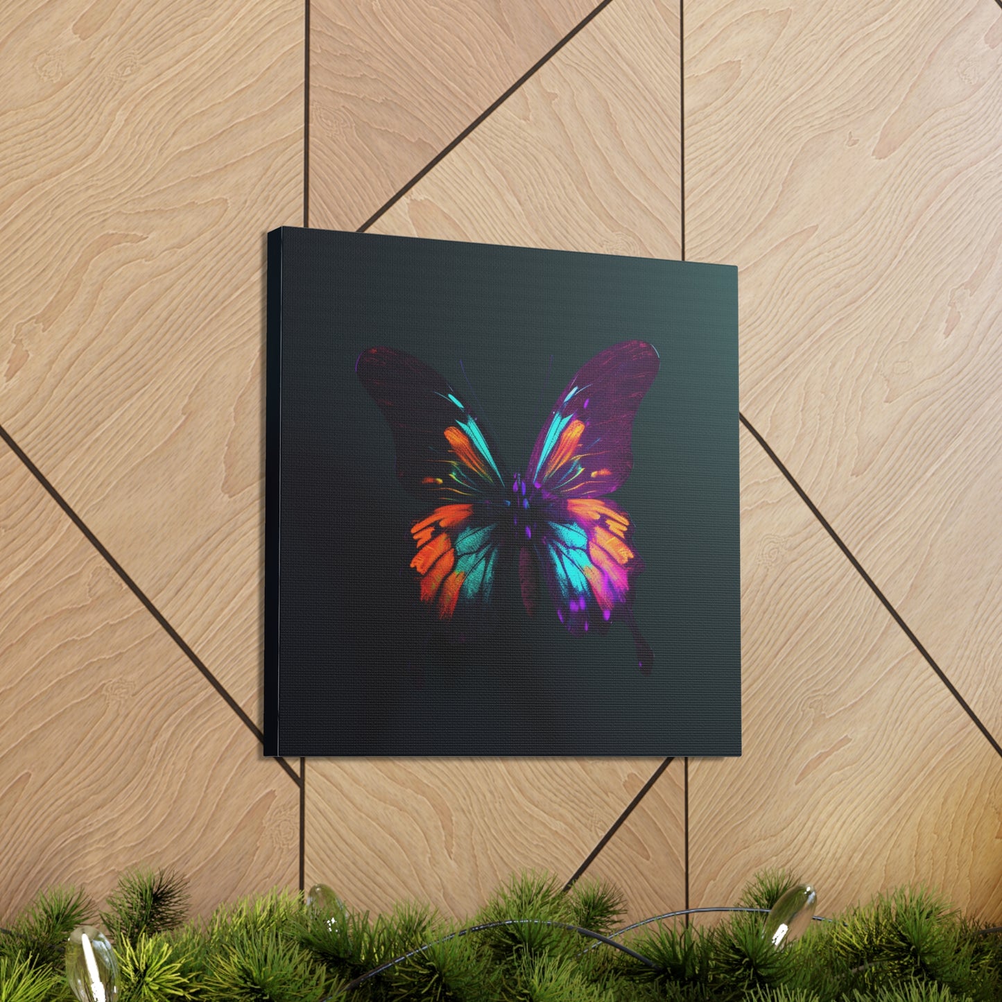 Canvas Gallery Wraps Hyper Colorful Butterfly Purple 4