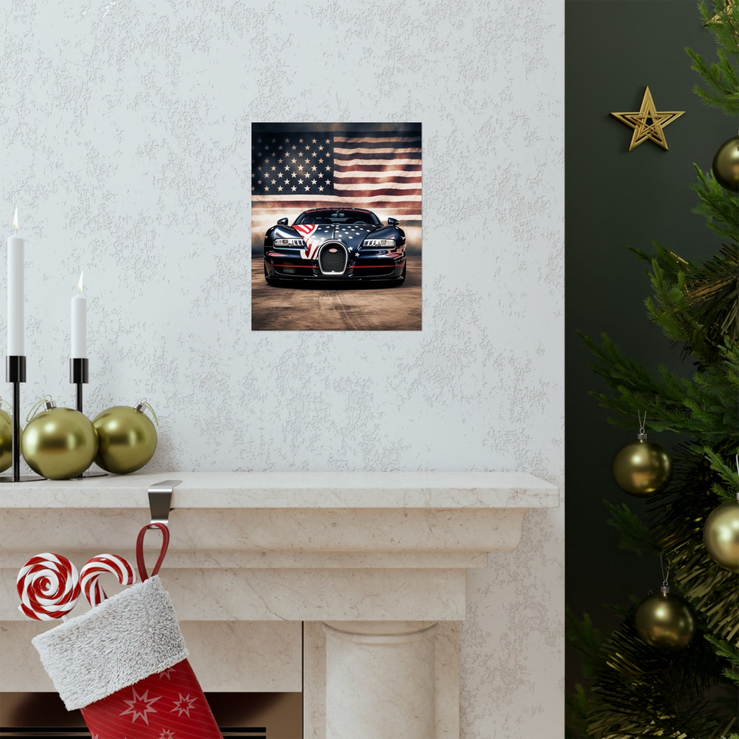 Premium Matte Vertical Posters Bugatti American Flag 2