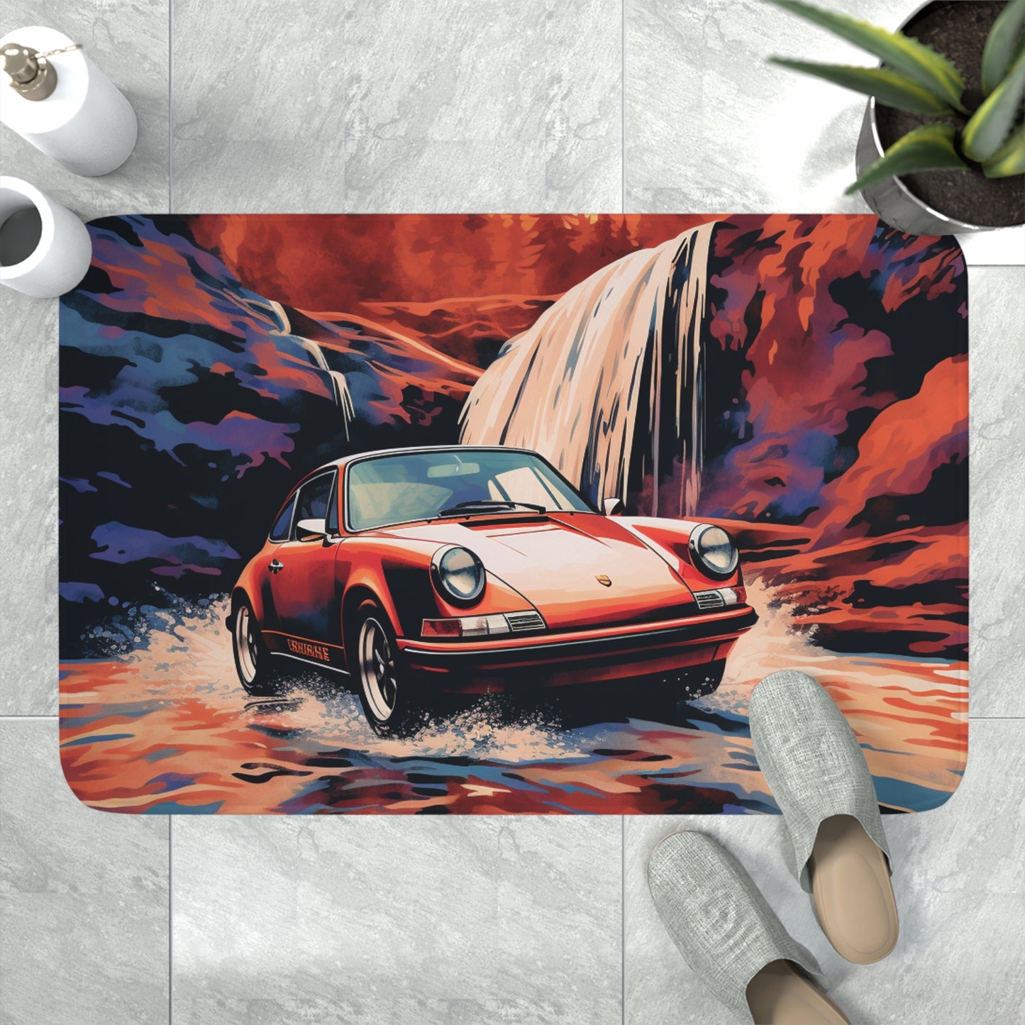 Memory Foam Bath Mat American Flag Porsche Abstract 4