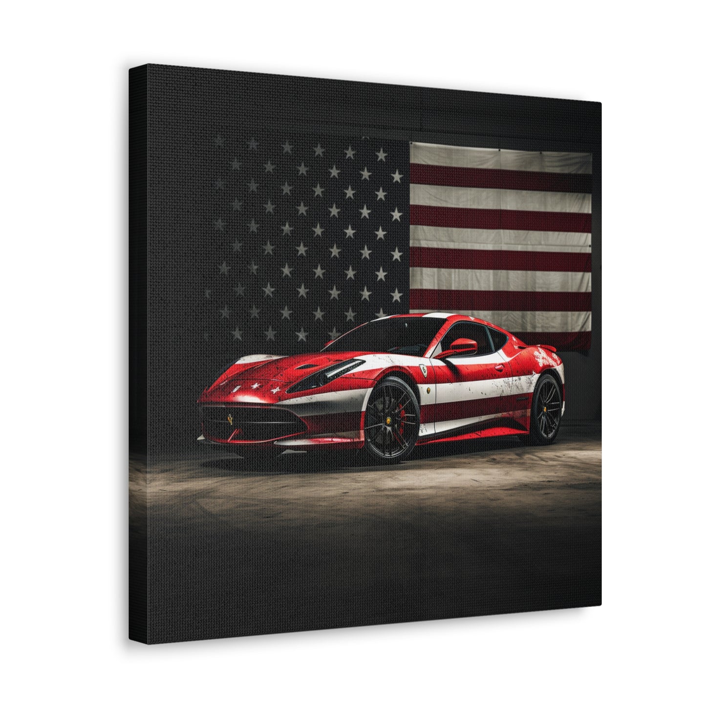 Canvas Gallery Wraps American Flag Background Ferrari 1