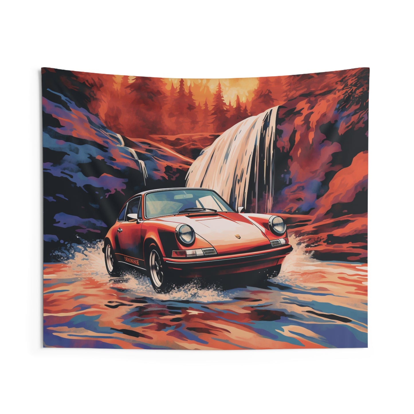 Indoor Wall Tapestries American Flag Porsche Abstract 4