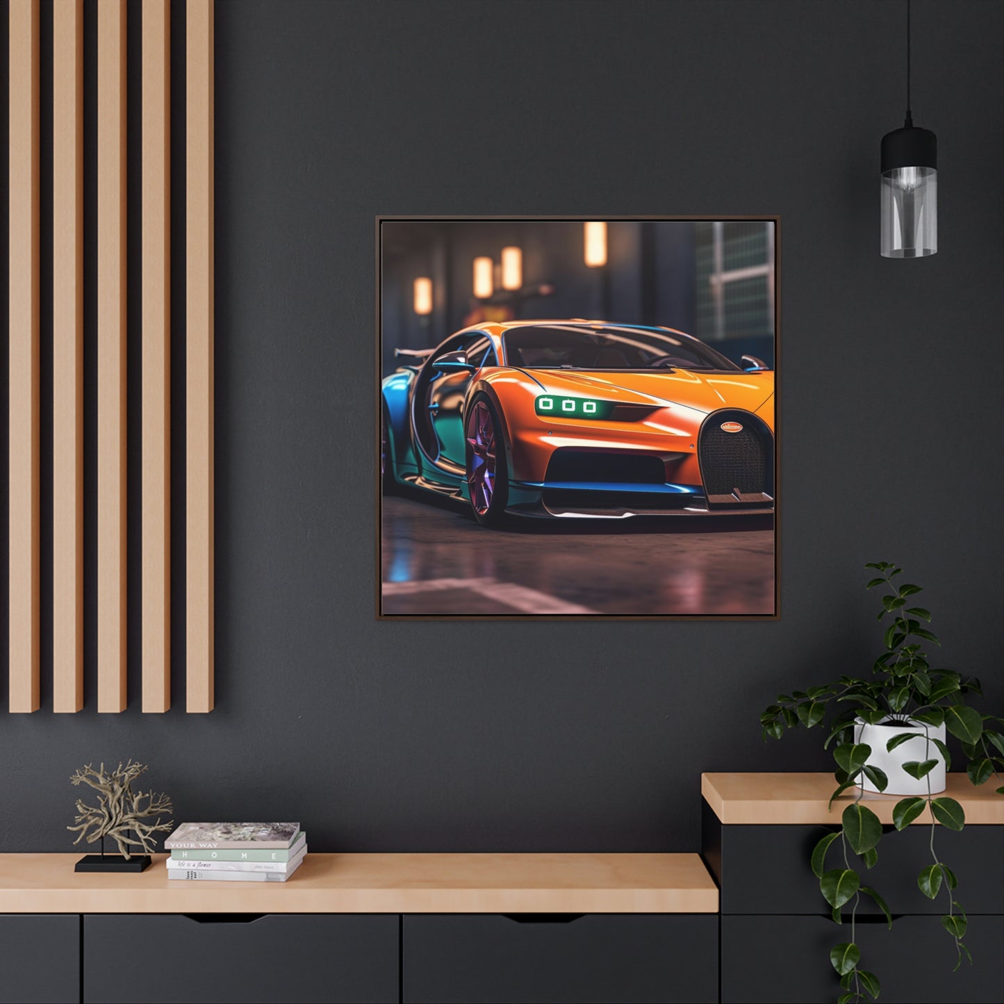 Gallery Canvas Wraps, Square Frame Hyper Bugatti Neon Chiron 1