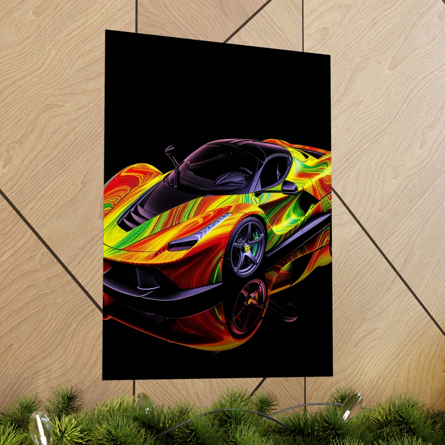 Premium Matte Vertical Posters Ferrari Neon 4