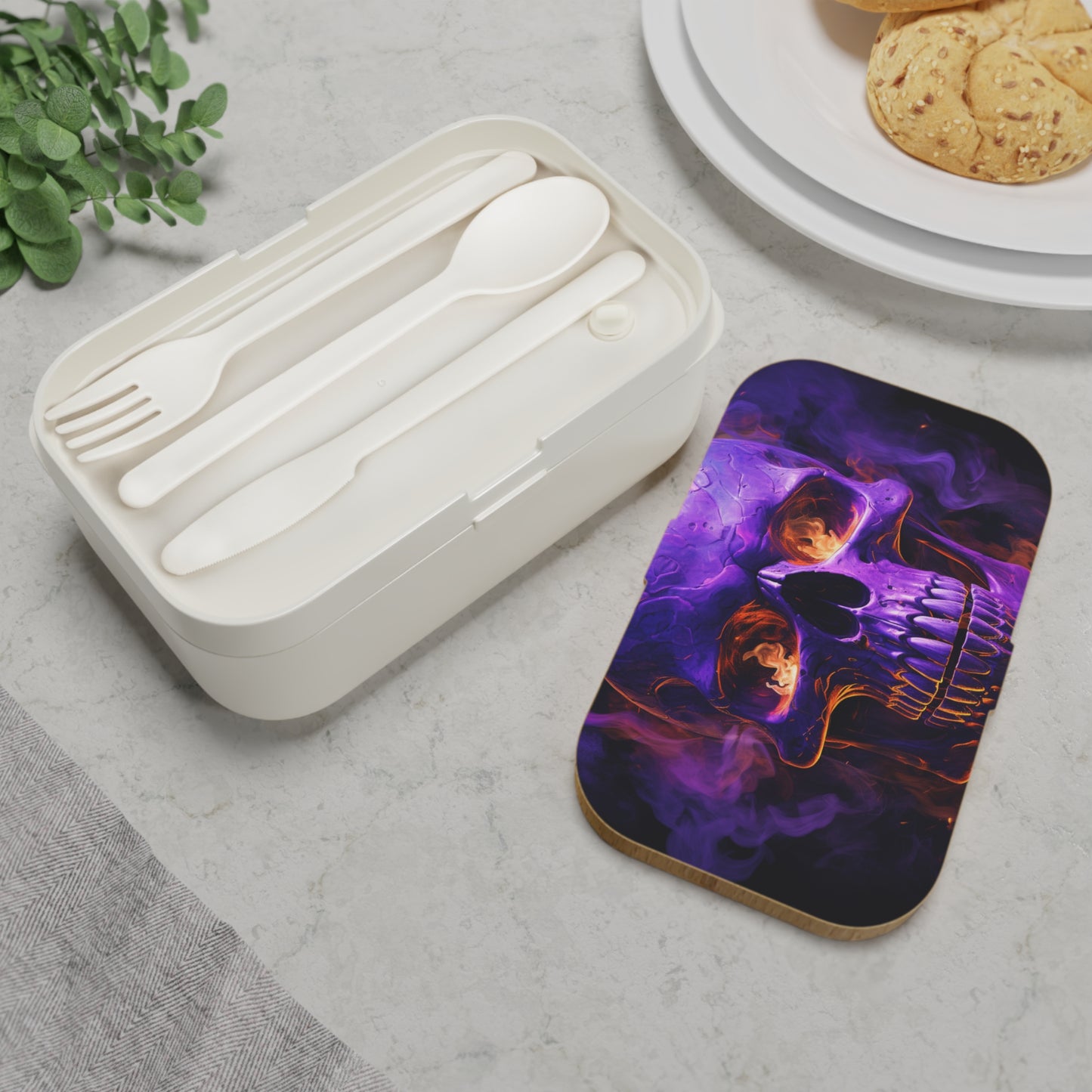 Bento Lunch Box Skull Flames 1