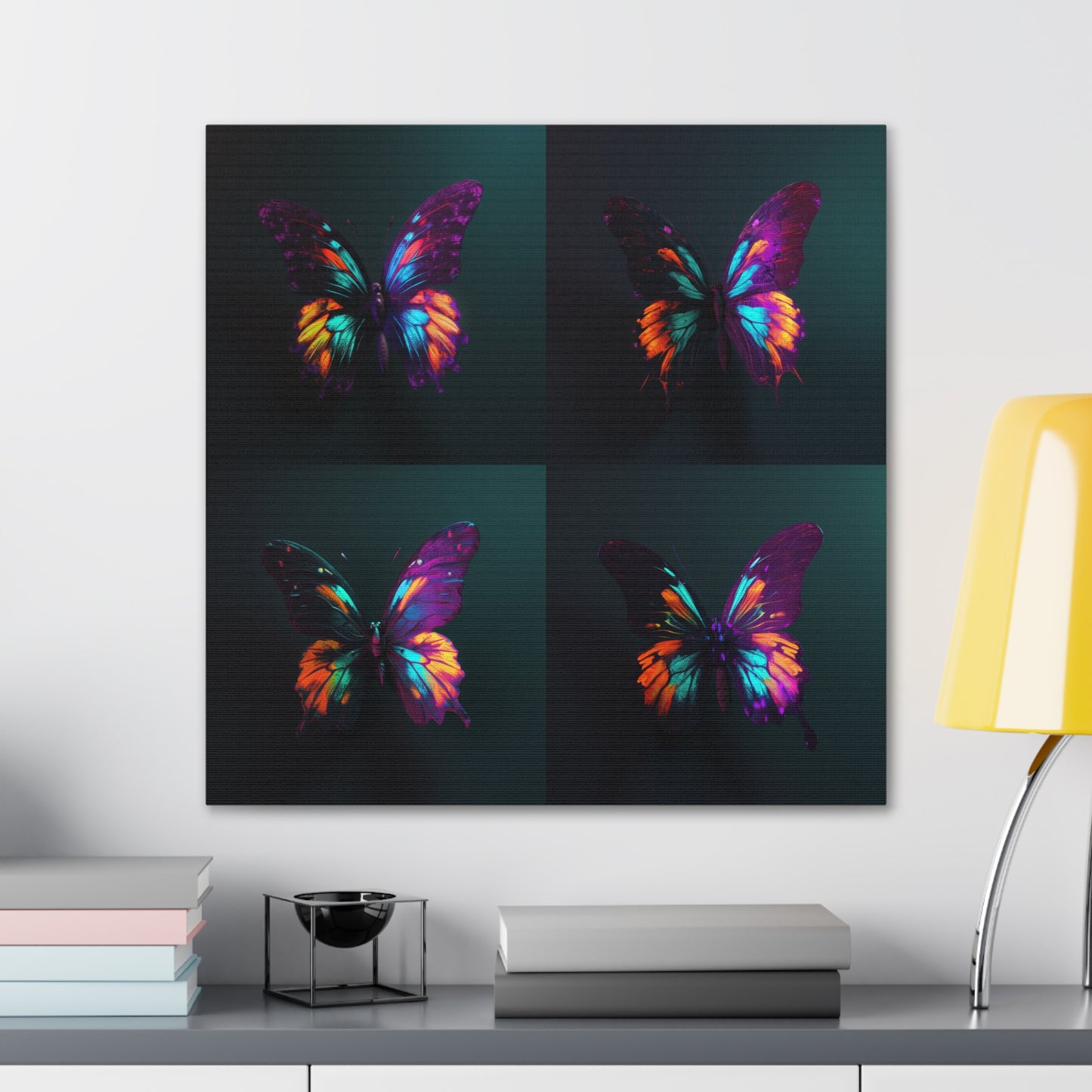 Canvas Gallery Wraps Hyper Colorful Butterfly Purple 5