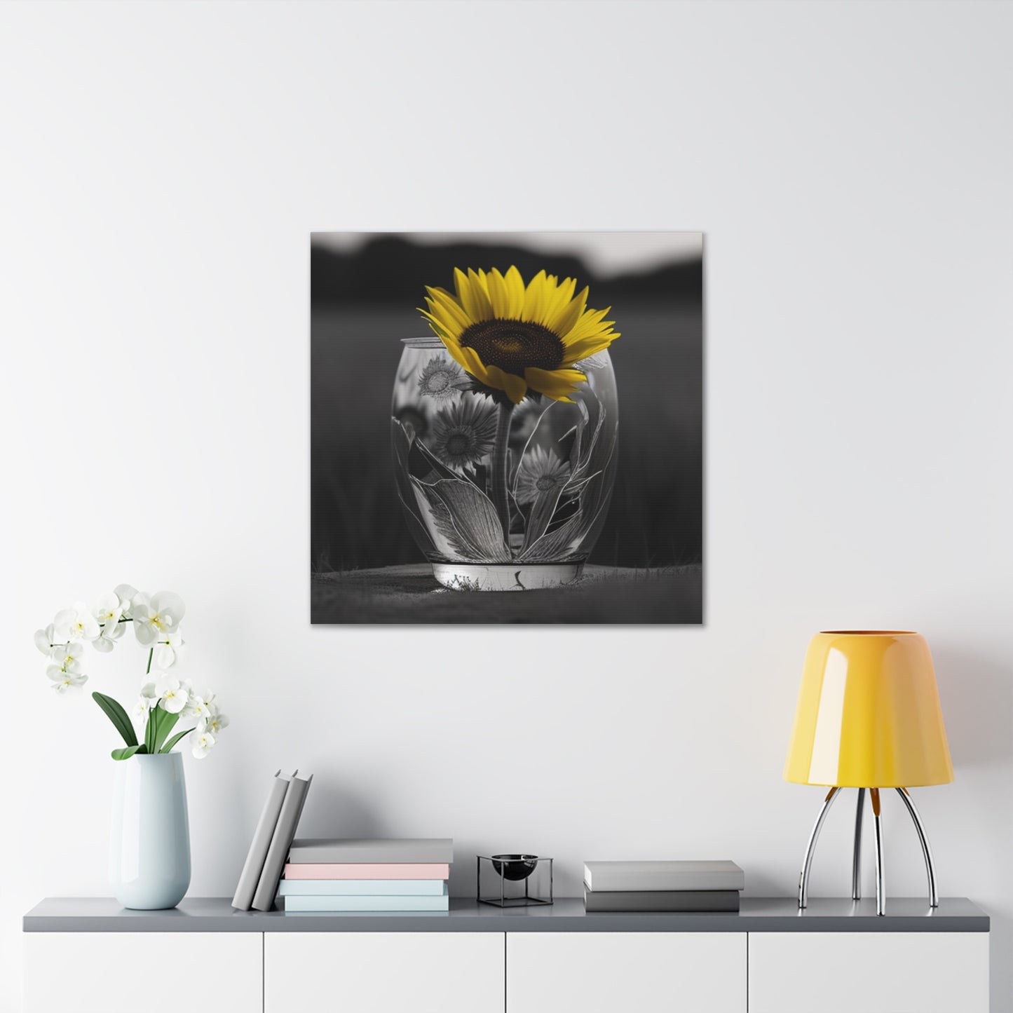 Canvas Gallery Wraps Yellw Sunflower in a vase 1