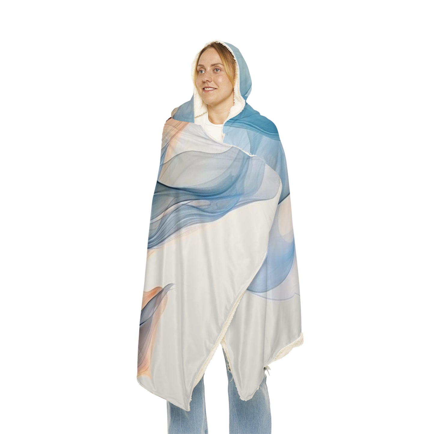 Snuggle Hooded Blanket Blue Tluip Abstract 3