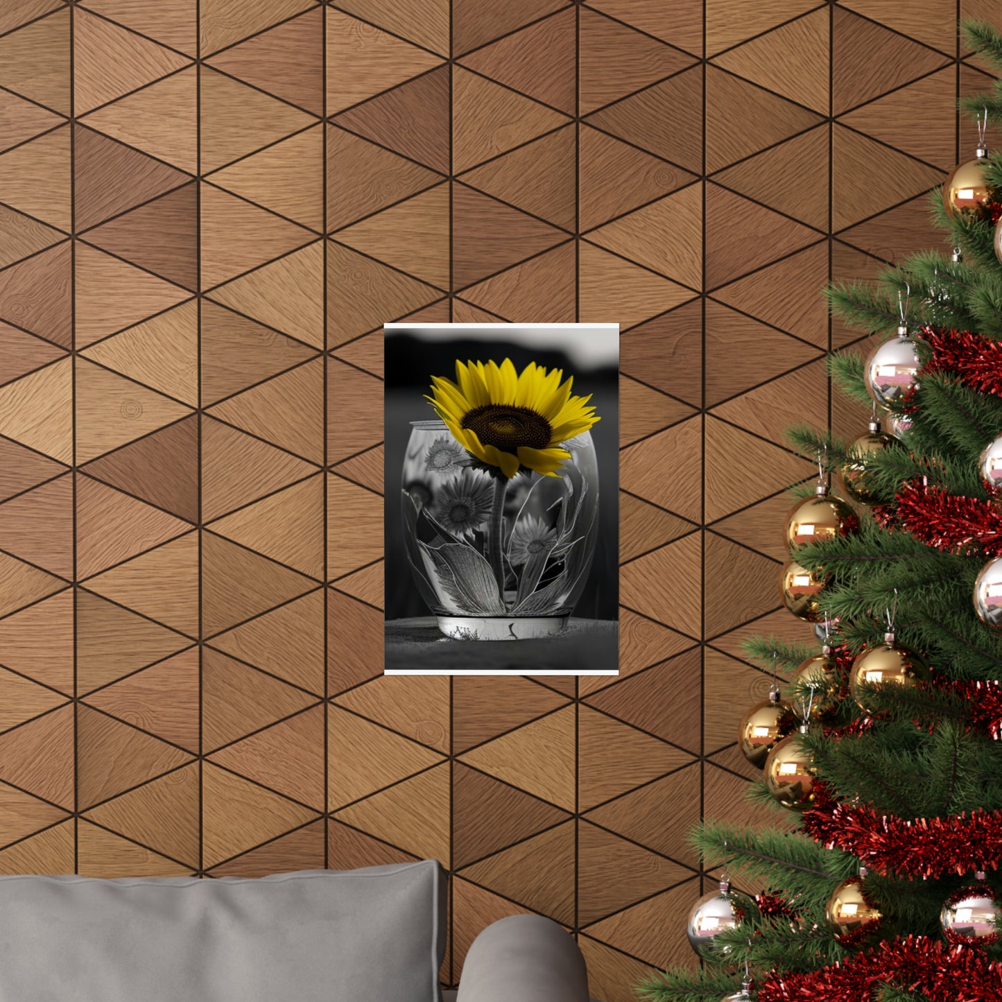 Premium Matte Vertical Posters Yellw Sunflower in a vase 1