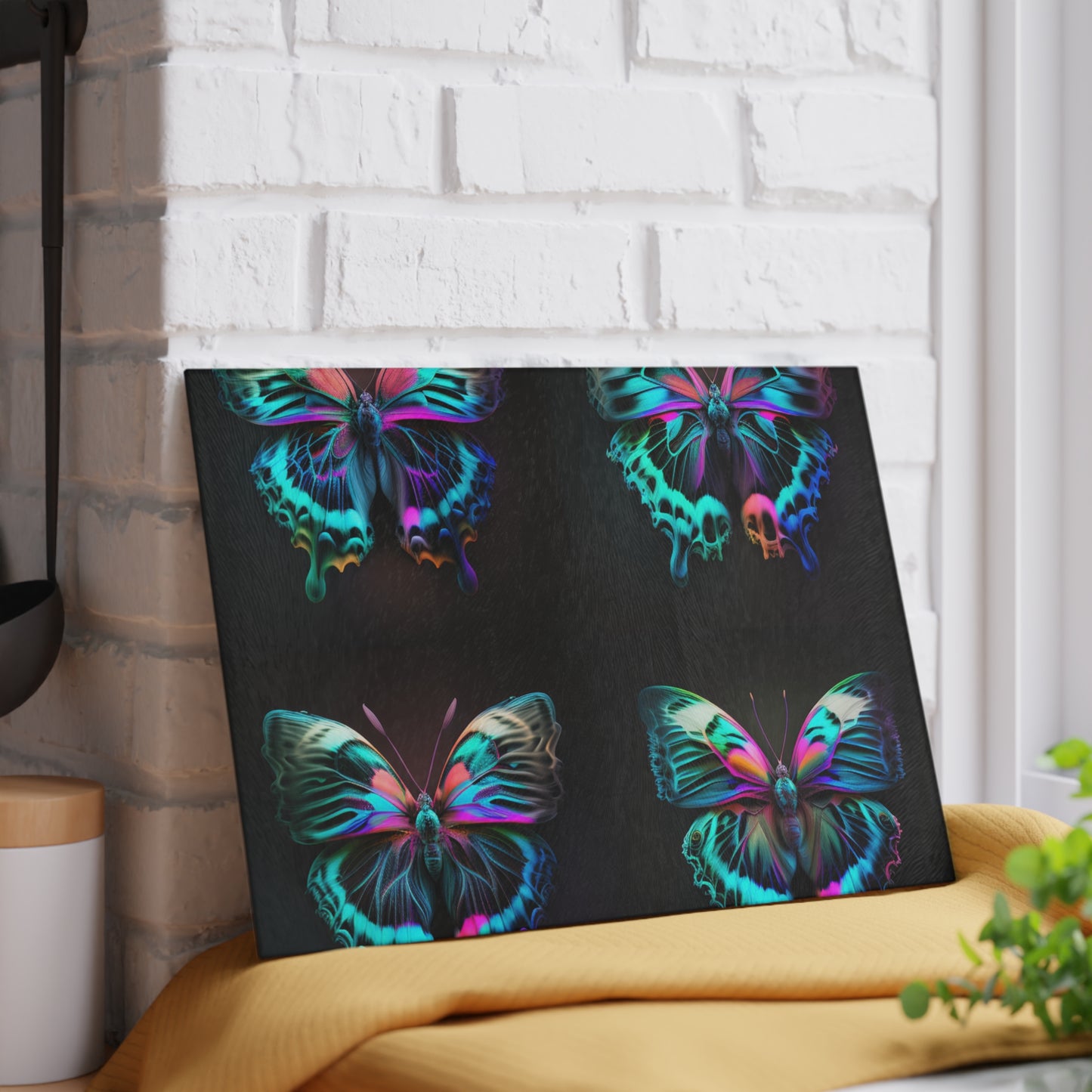 Glass Cutting Board Neon Butterfly Fusion 5