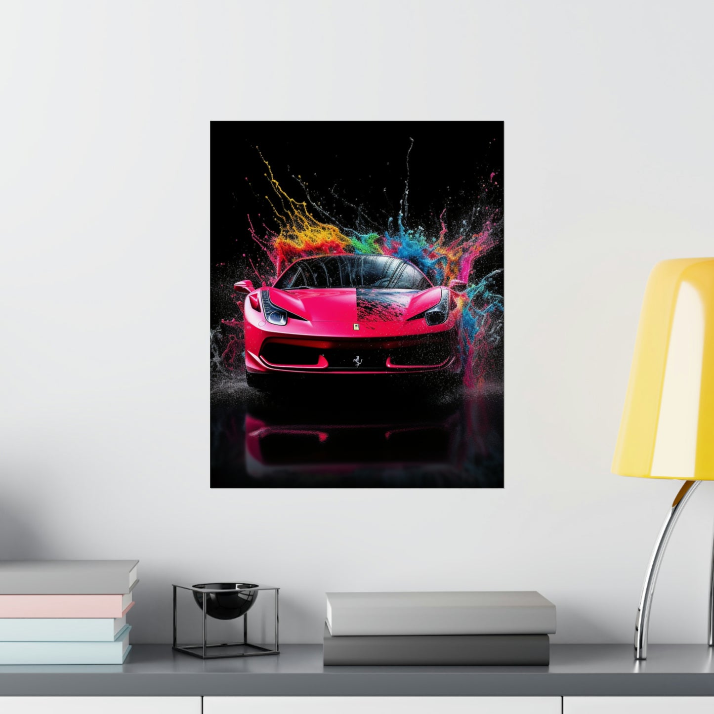 Premium Matte Vertical Posters Ferrari Water Splash 2