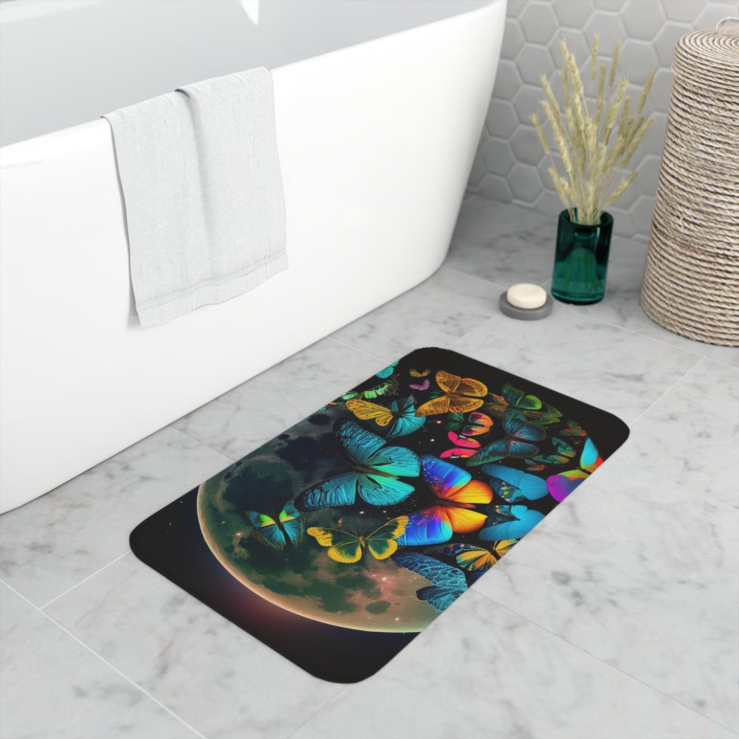 Memory Foam Bath Mat Moon Butterfly 2