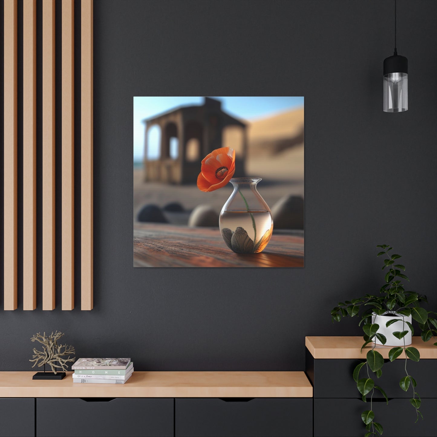 Canvas Gallery Wraps Poppy in a Glass Vase 1