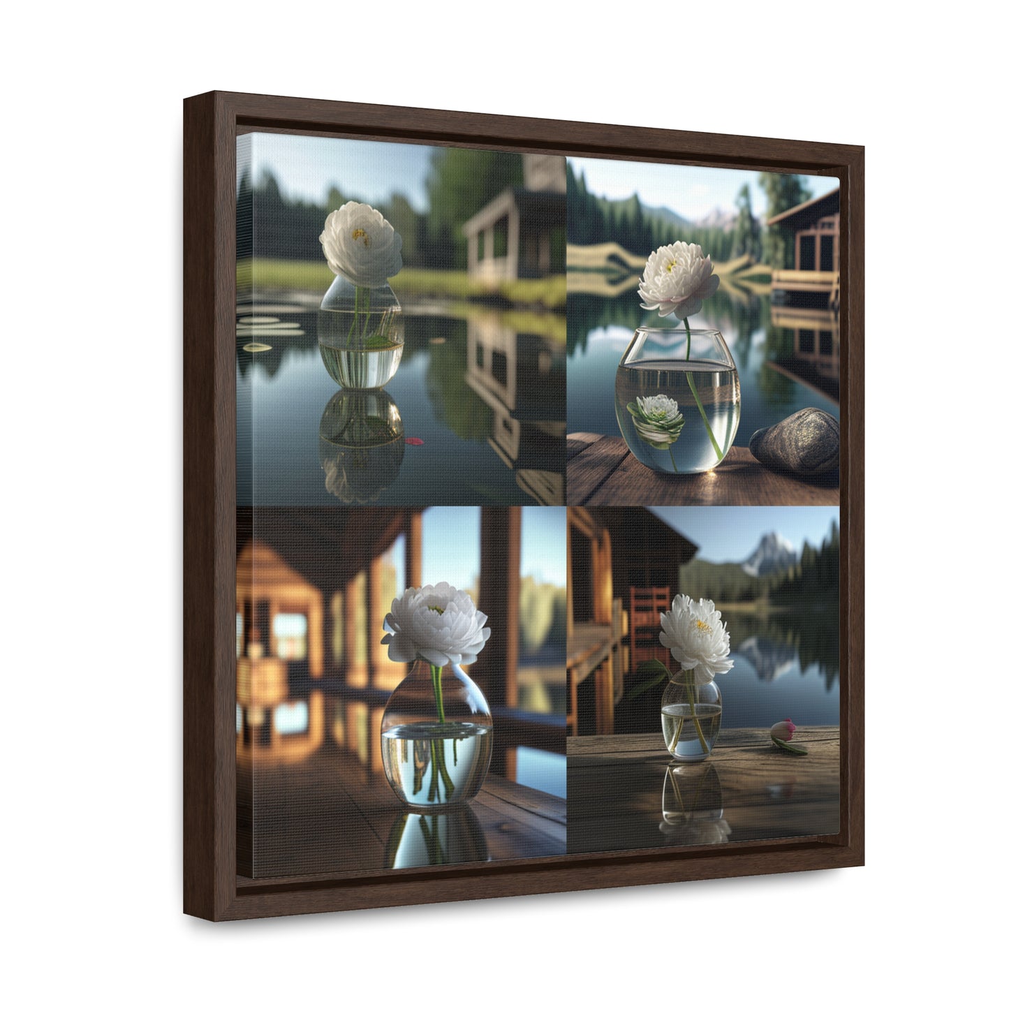 Gallery Canvas Wraps, Square Frame White Peony glass vase 5