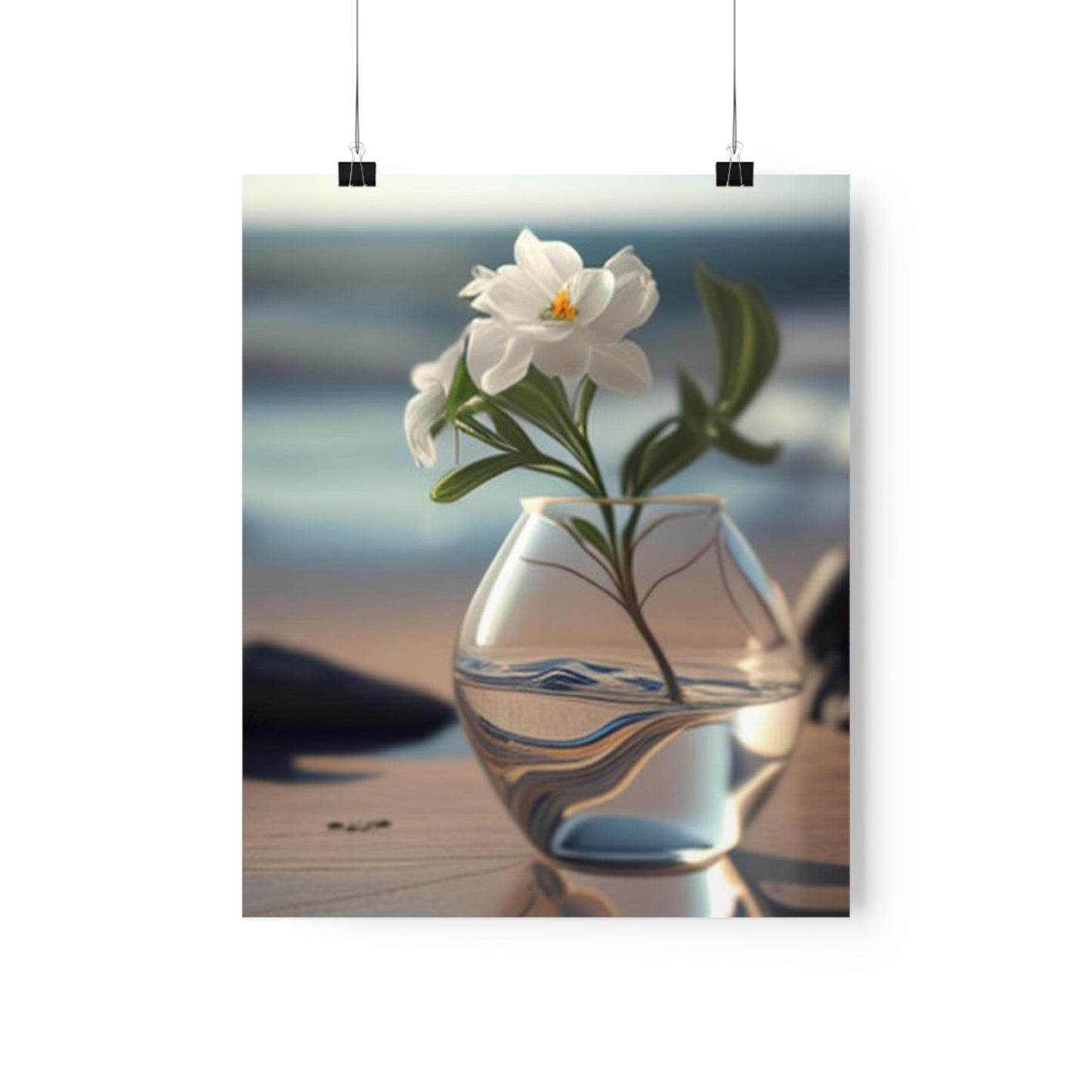 Premium Matte Vertical Posters Jasmine glass vase 3