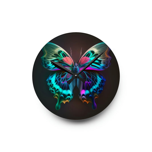 Acrylic Wall Clock Neon Butterfly Fusion 1