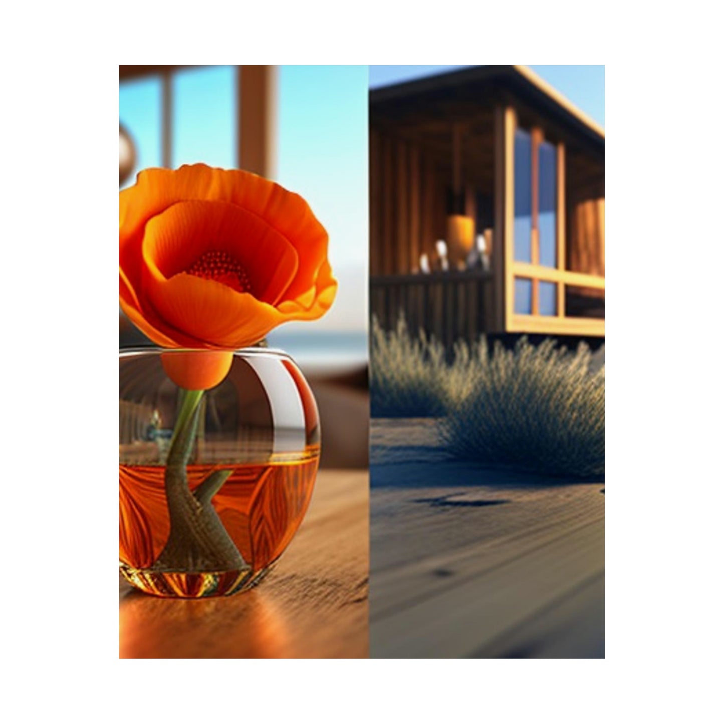 Premium Matte Vertical Posters Poppy in a Glass Vase 3