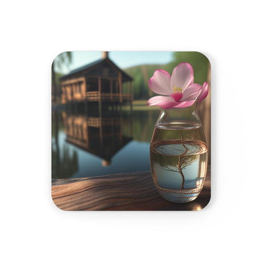 Corkwood Coaster Set Magnolia in a Glass vase 1