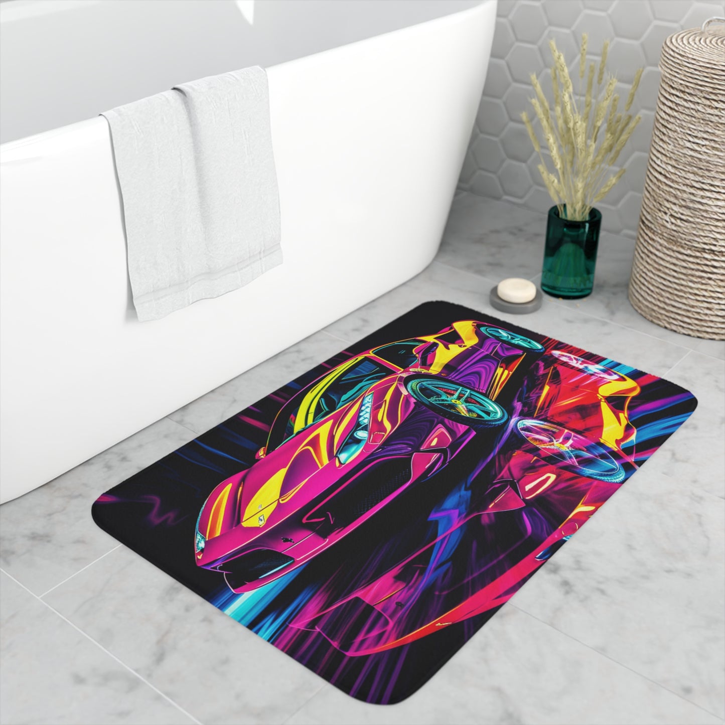 Memory Foam Bath Mat Pink Ferrari Macro 2