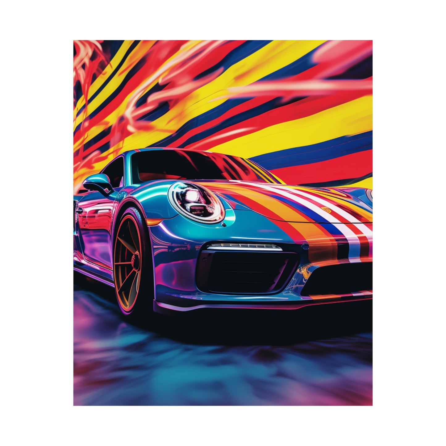 Premium Matte Vertical Posters Macro American Flag Porsche 2