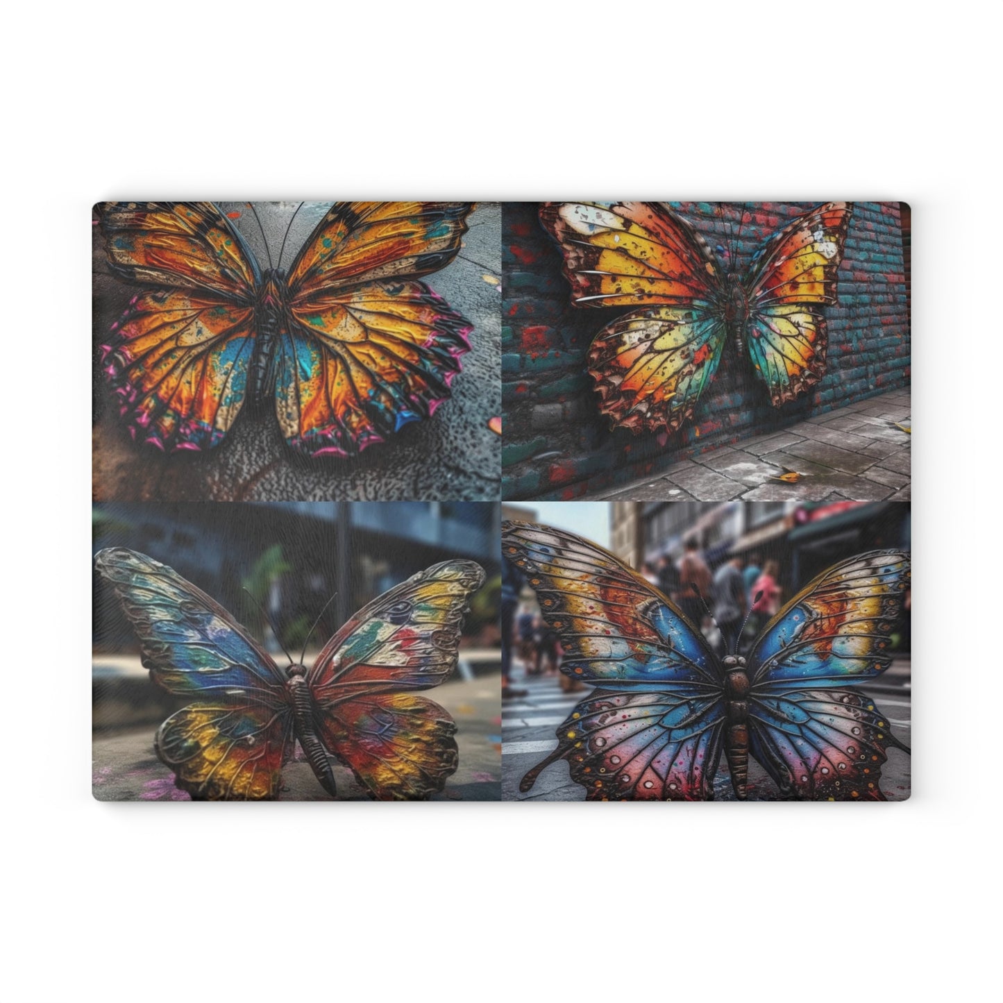 Glass Cutting Board Liquid Street Butterfly 5