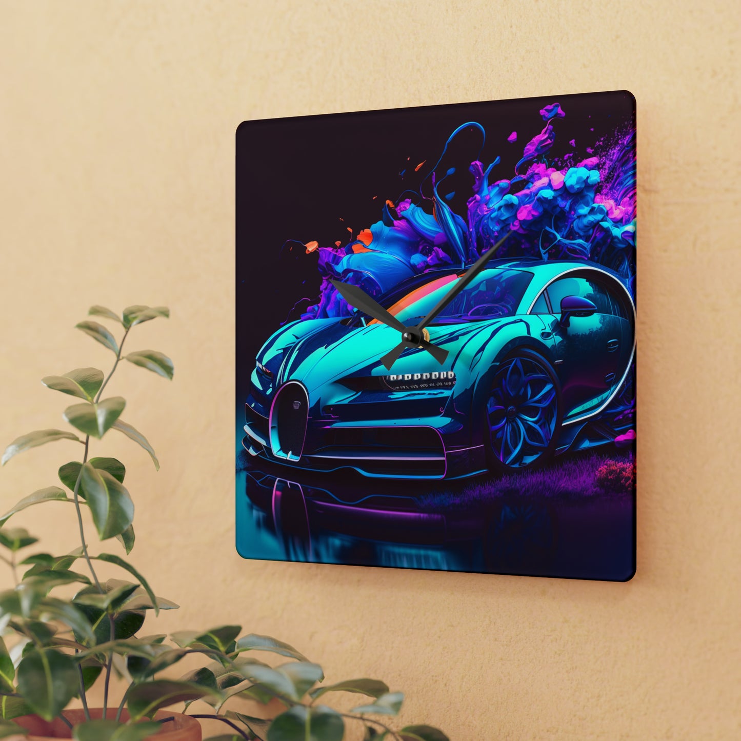 Acrylic Wall Clock Bugatti Neon Chiron 3