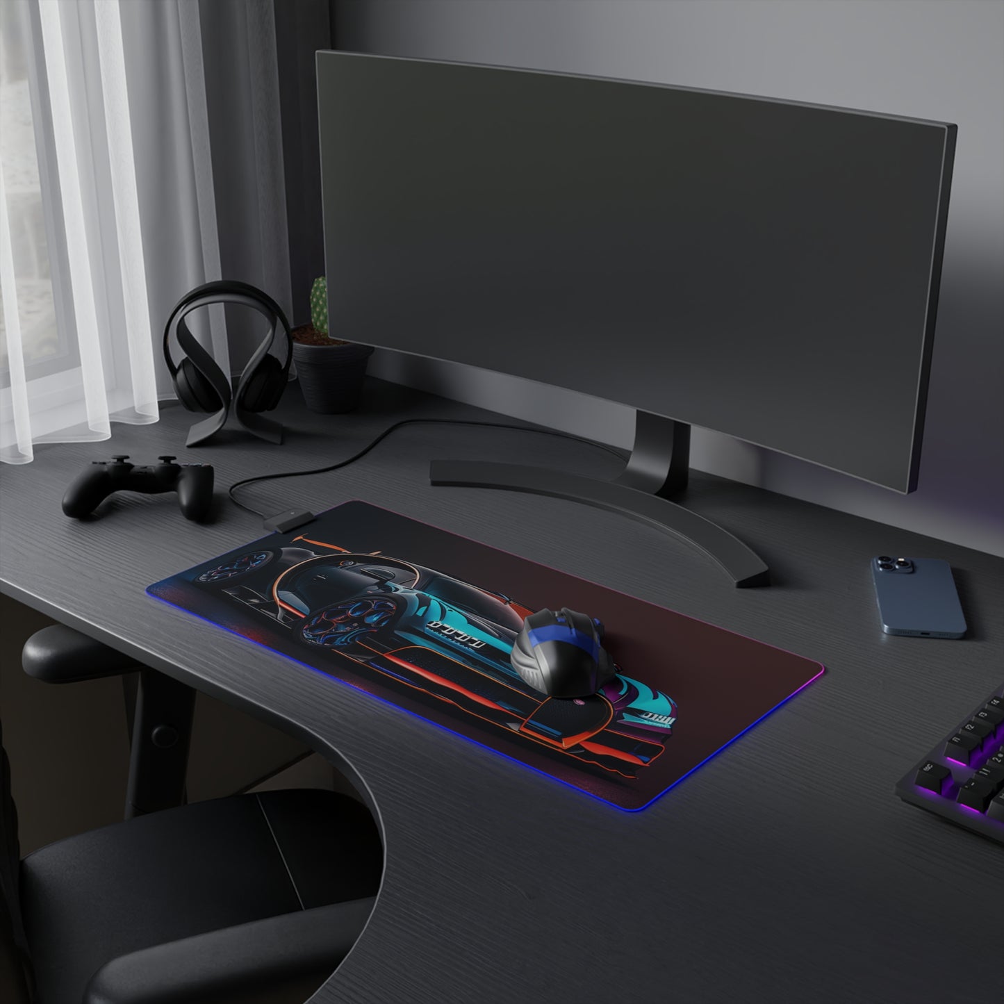 LED Gaming Mouse Pad Bugatti Chiron Super 1