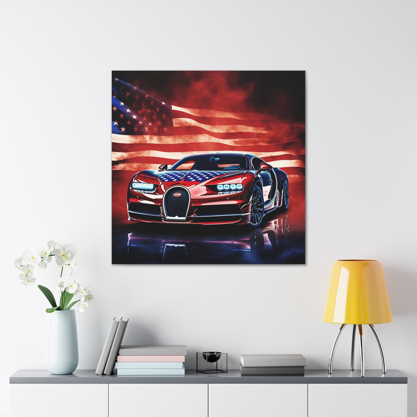 Canvas Gallery Wraps Abstract American Flag Background Bugatti 3