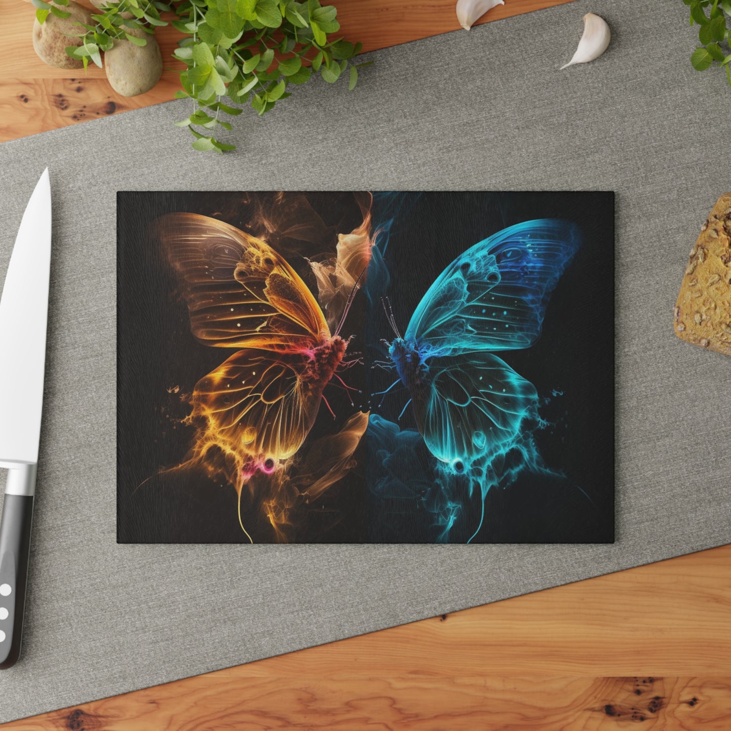 Glass Cutting Board Kiss Neon Butterfly 9