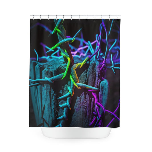 Polyester Shower Curtain Macro Neon Barbs 3