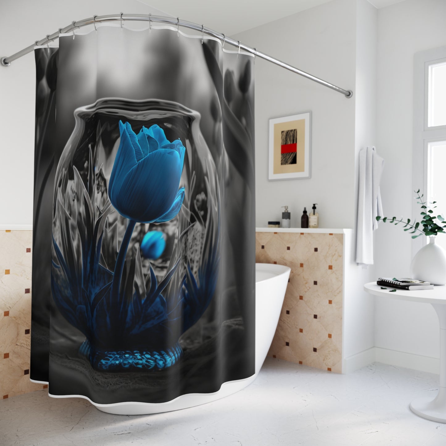 Polyester Shower Curtain Tulip Blue 6