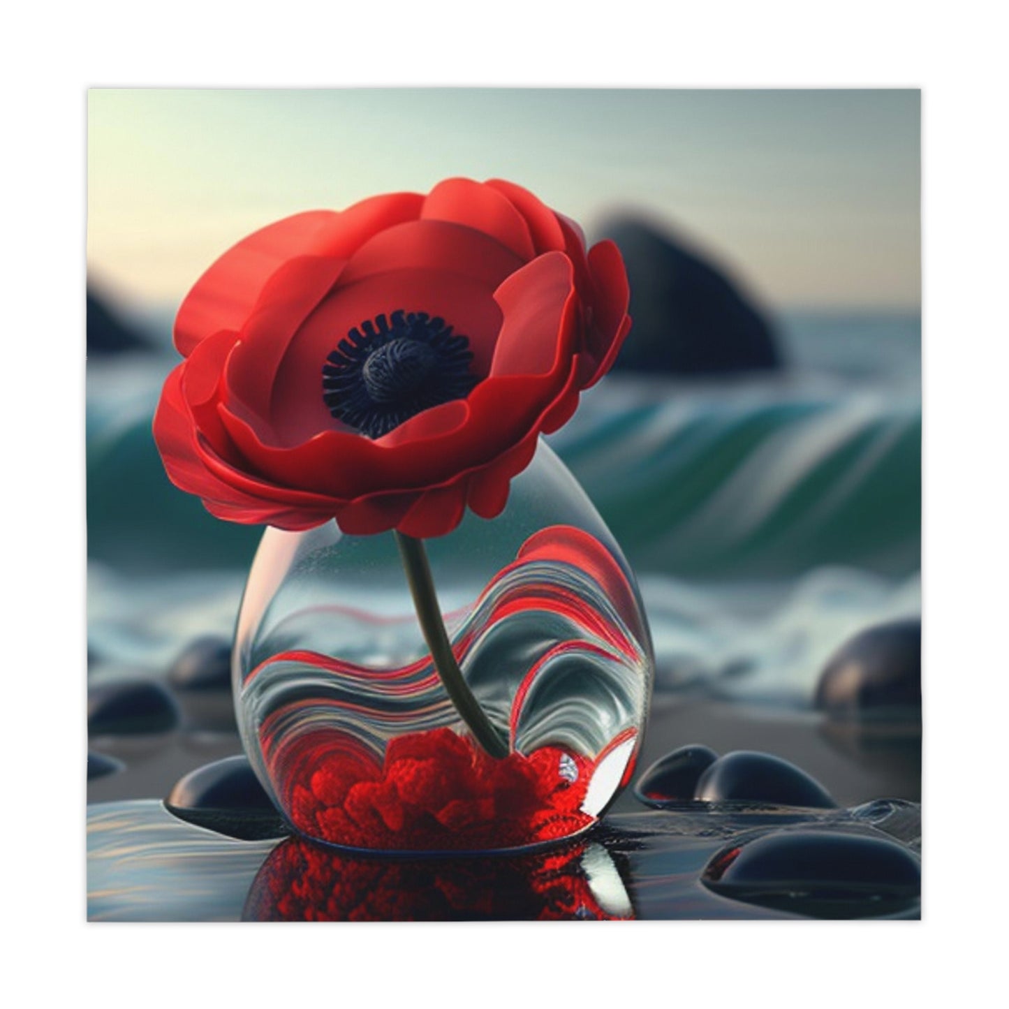 Tablecloth Red Anemone in a Vase 1