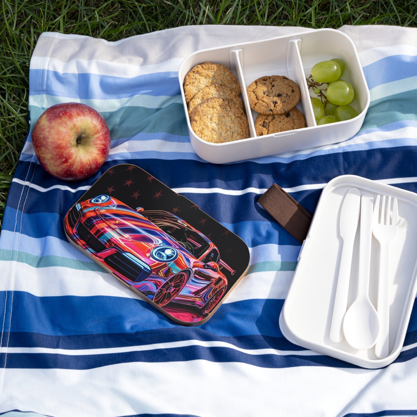 Bento Lunch Box American Flag Colored Porsche 4