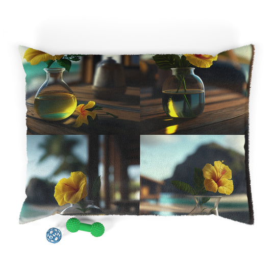 Pet Bed Yellow Hibiscus Wood 5