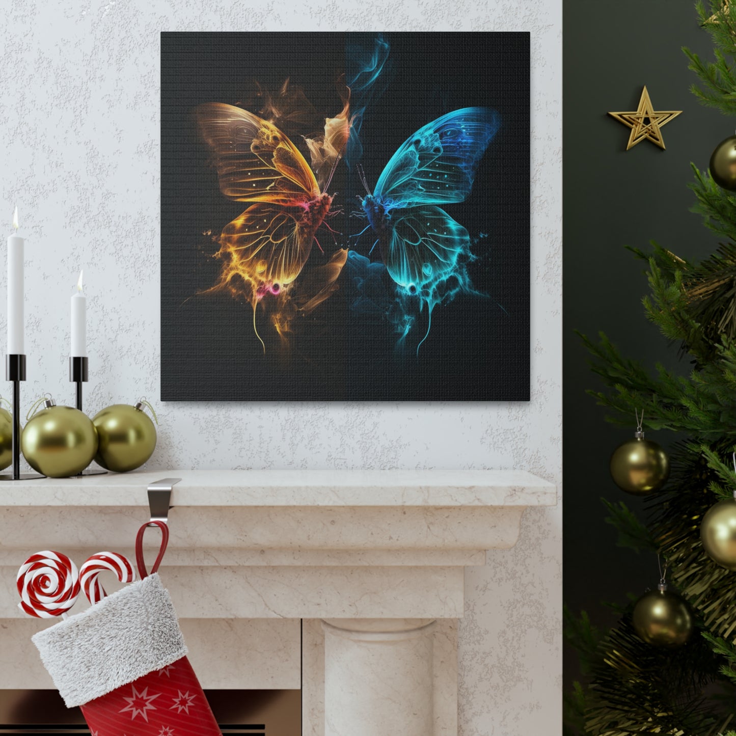 Canvas Gallery Wraps Kiss Neon Butterfly 9